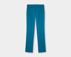 Aleks Petrol Blue Cotton Trousers