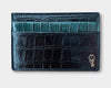 Crocodile Embossed Black Leather Card Holder