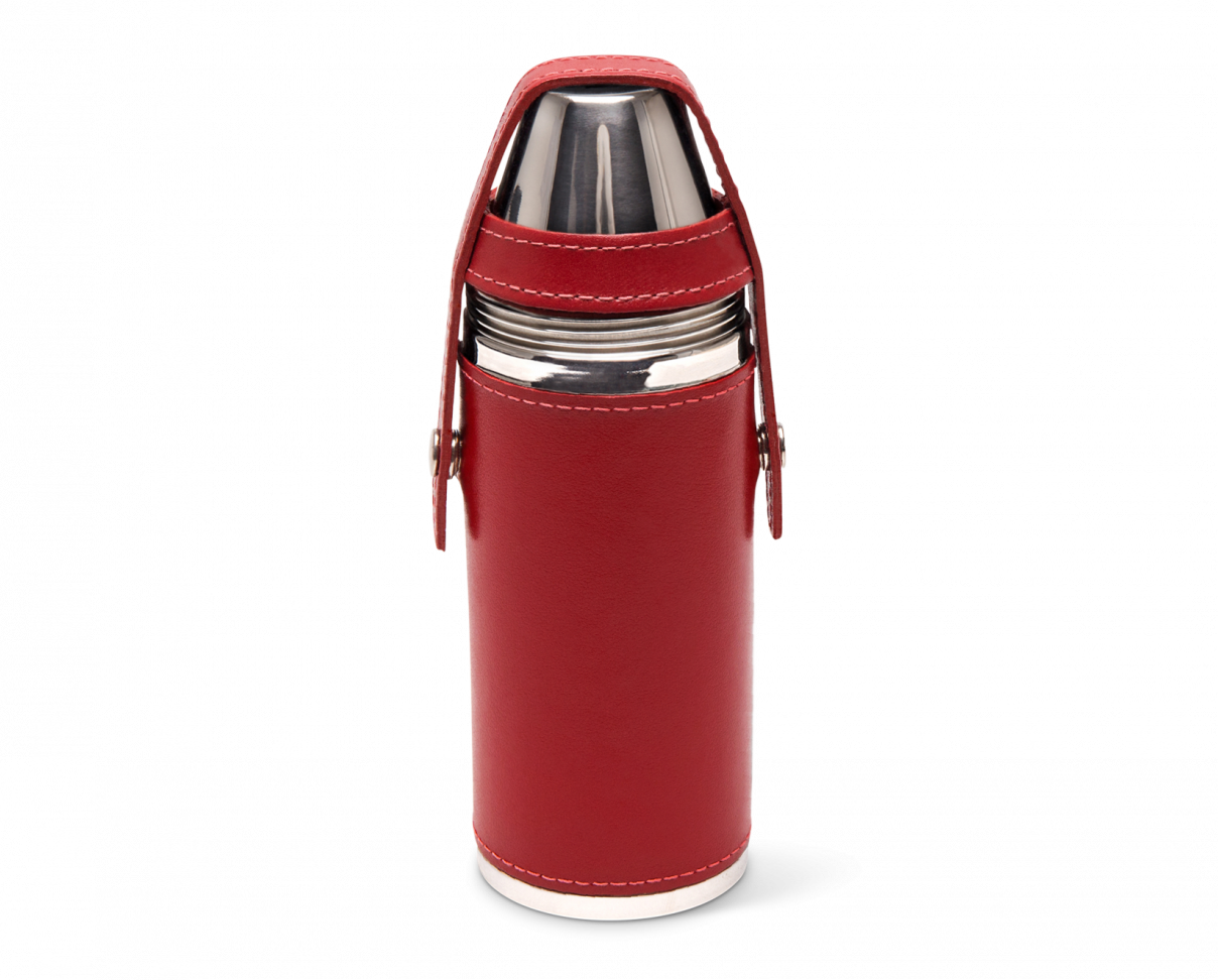 8oz Hunter’s Flask with 4 Cups Red