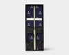Navy & White Skull & Crossbones Barathea Black Leather End Braces