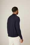 Navy Long Sleeve Wool Polo