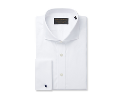 White Poplin Cutaway Collar Tailored Fit Double Cuff Shirt
