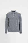 Grey Knitted Long Sleeve Polo