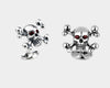 Sterling Silver Skull and Cross Bones with Ruby Eyes