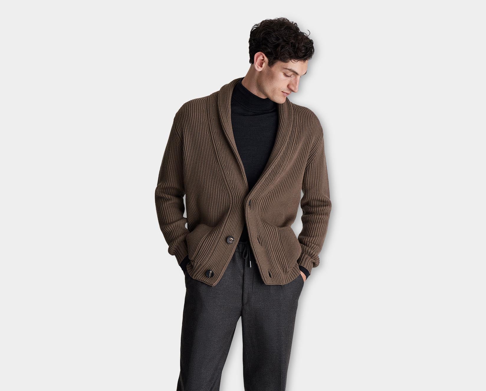 Merino Wool Single Breasted Shawl Cardigan Gentlemans Journal Shop