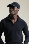 Navy Knitted Long Sleeve Polo