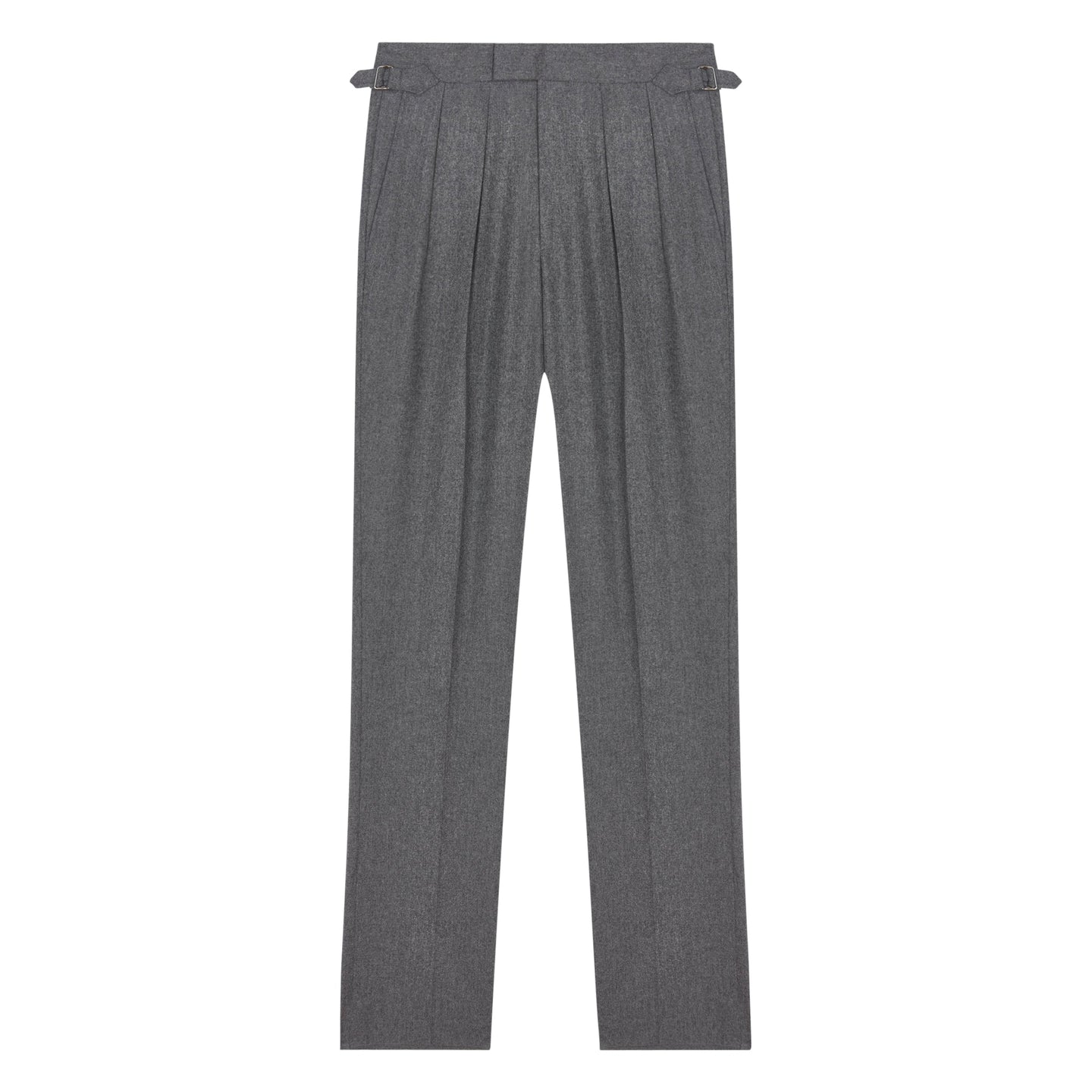 Aleks Mid Grey Wool Flannel trousers-Kit Blake-savilerowtrousers