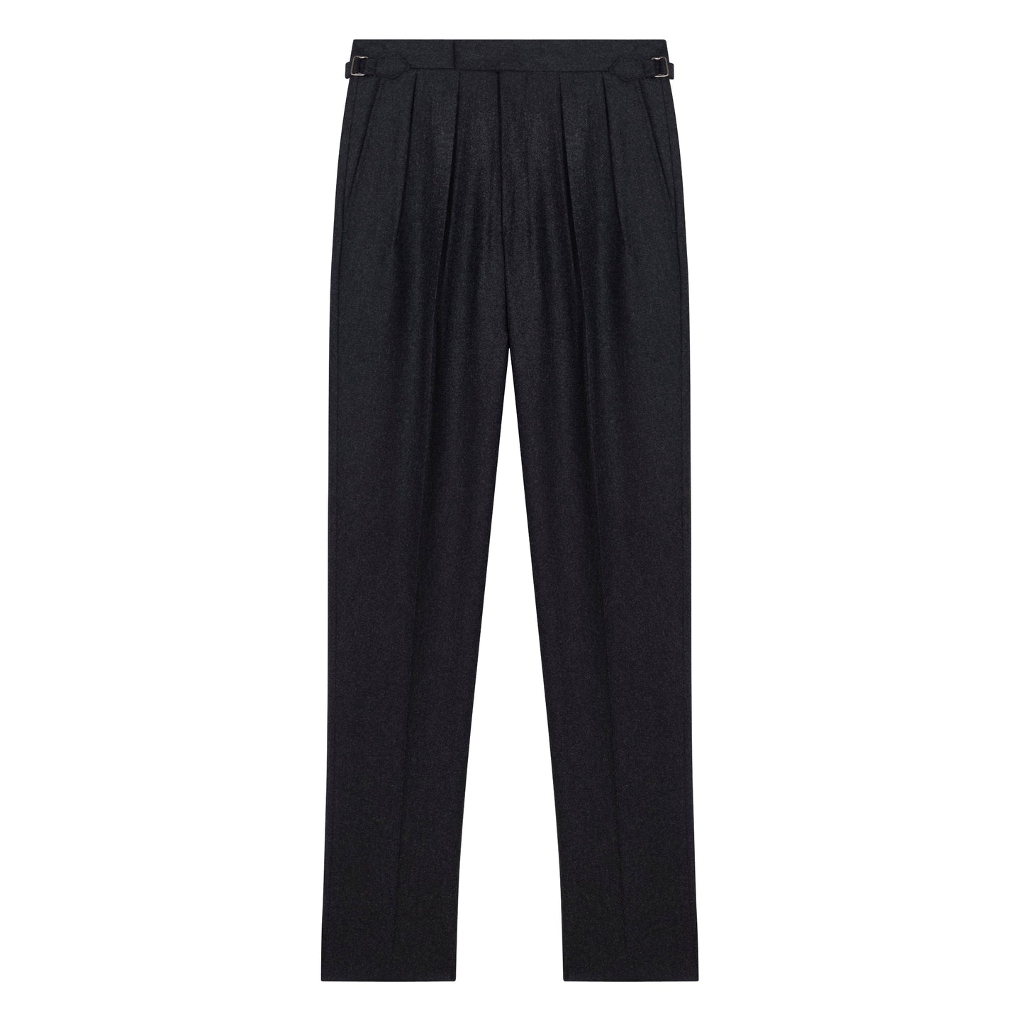 Grant Charcoal Wool Flannel trousers-Kit Blake-savilerowtrousers