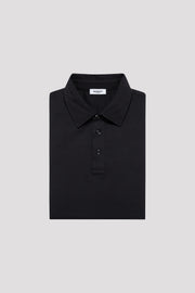 Folded men's Midnight Black polo shirt made from Sea Island cotton