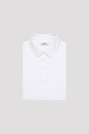 Folded men's Optic White polo shirt made from Sea Island cotton