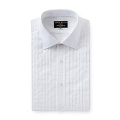 White Poplin Cotton Pleated Bib Evening Shirt