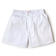 White Poplin Cotton Boxer Shorts - Slim Fit