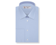 Blue Cotton Shirt with T&A Collar and Double Cuffs