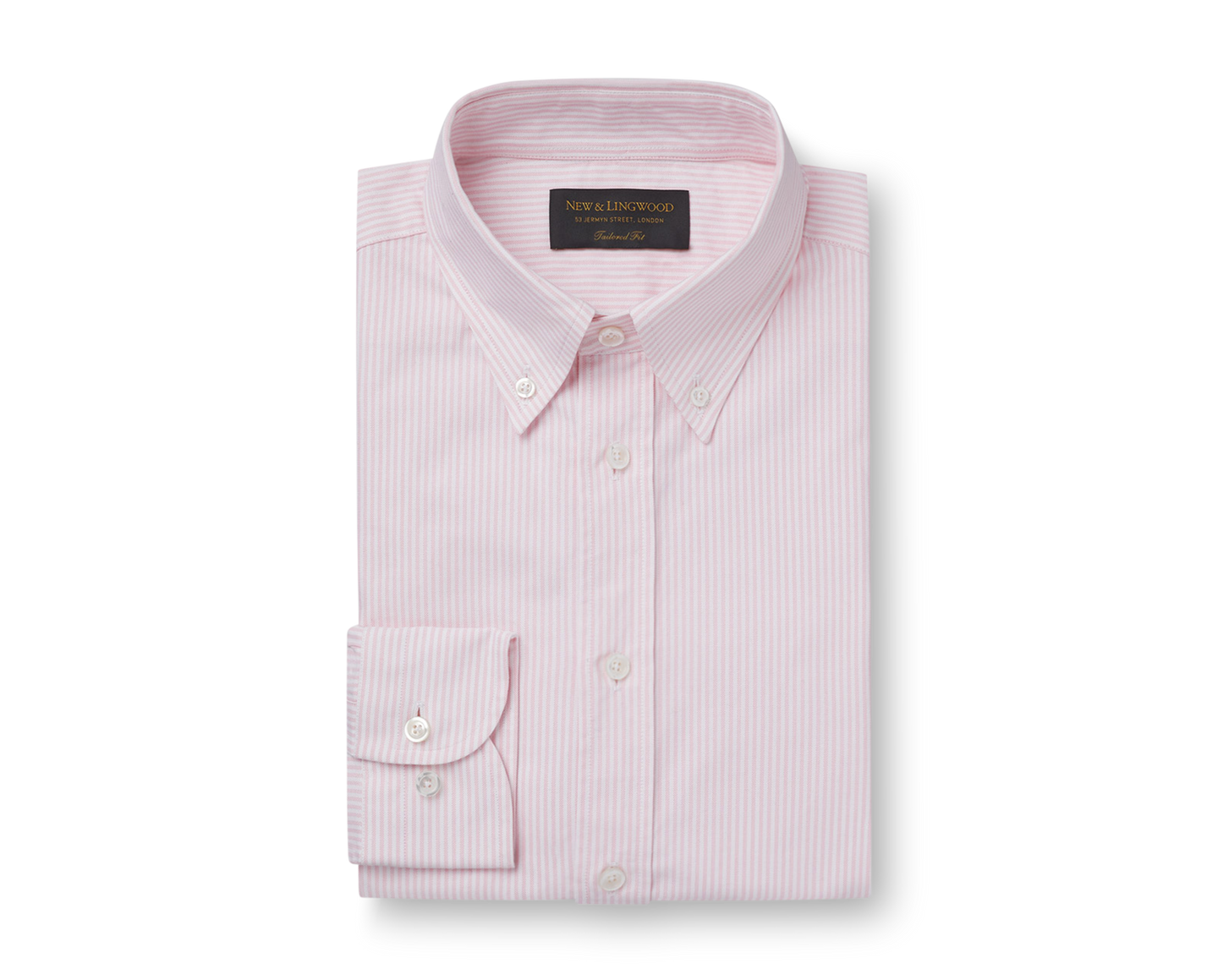 Pink & White Stripe Button Down Collar Tailored Fit Oxford Cotton Shirt