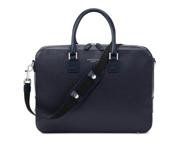 Men's Small Mount Street Laptop Bag – Navy | Aspinal of London ...