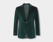 Green Peak Lapel Single Breasted Velvet Evening Jacket