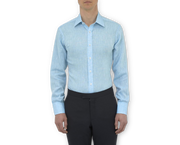 Turquoise Linen Shirt with T&A Collar and 3-Button Cuffs